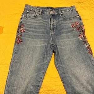 Lucky brand embroidered mom jeans